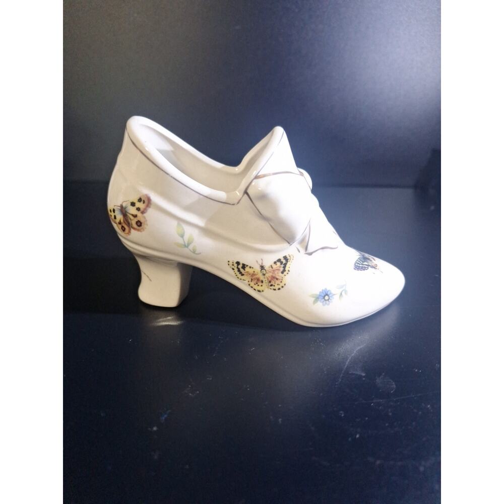 Vintage Porcelain High Heel Shoes Vase with Gold Trim